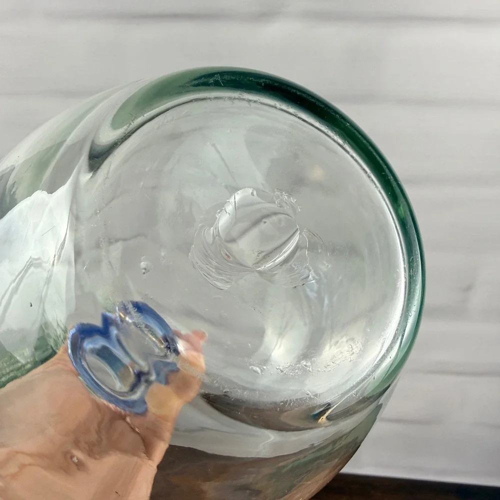 Blenko 3751D Ring Decanter Sky Blue Crystal Glass Ball Stopper